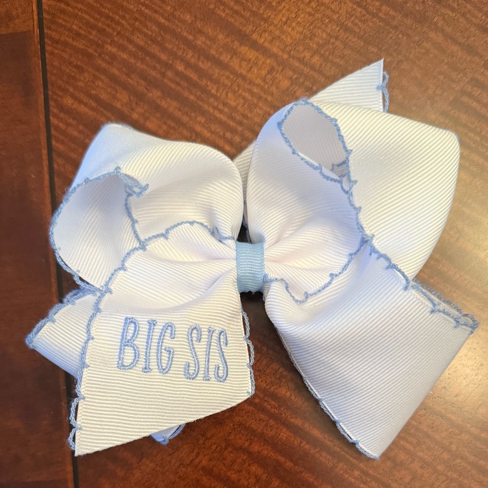 Wee Ones White and Blue Big Sis Hair Bow